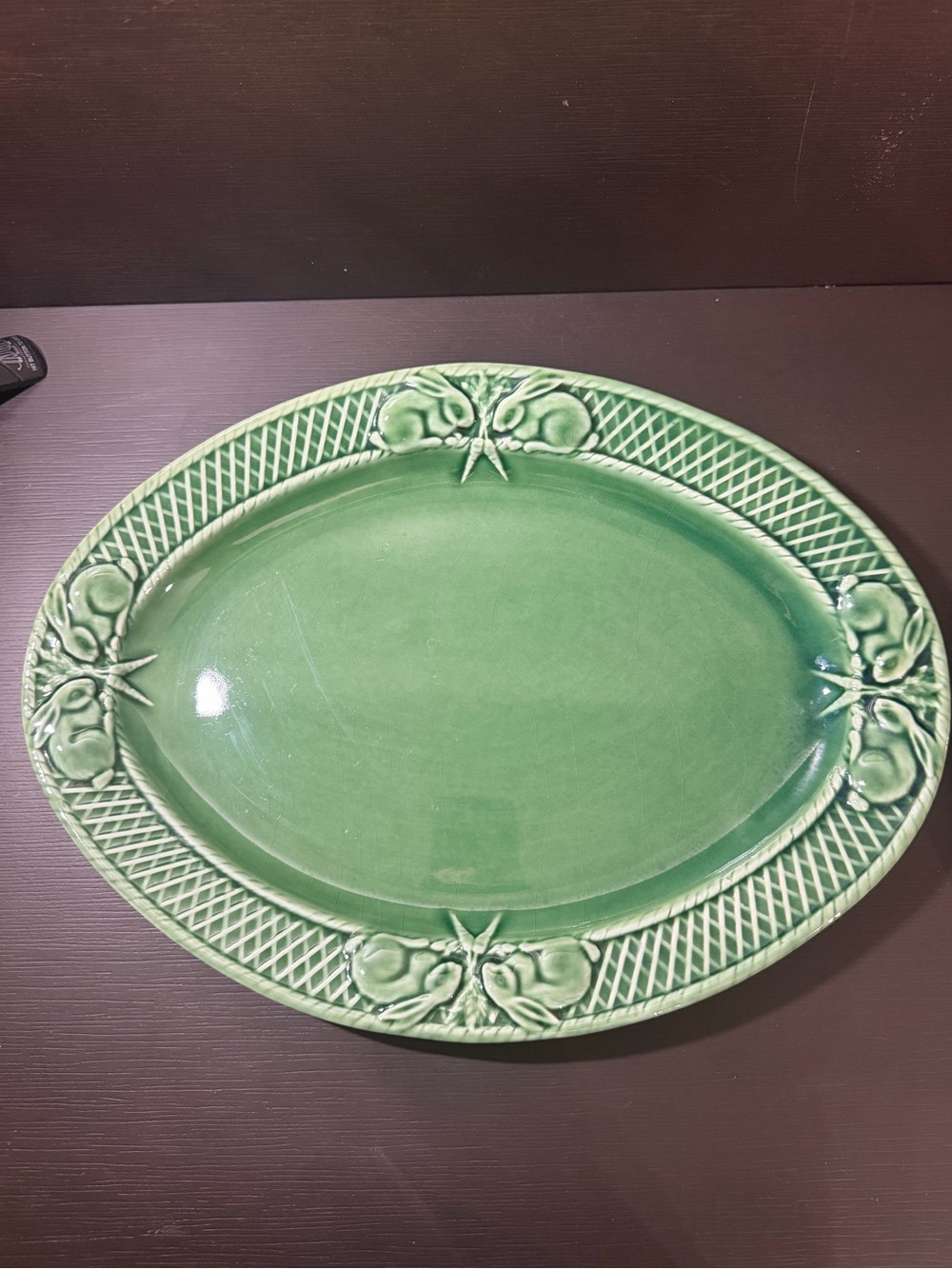 Green Ceramic Oval Serving Platter - Decorative Home Dining Bordallo brand